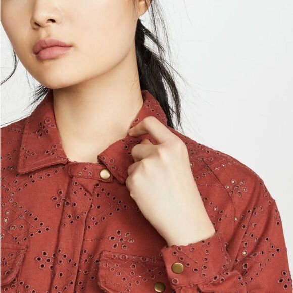 Free People Rust Eyelet Jumpsuit Set The Tone sz 2 000140 - Picture 8 of 10